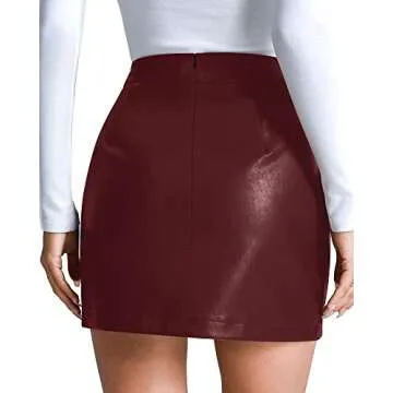 Stylish MANGOPOP High Waisted Faux Leather Skirt