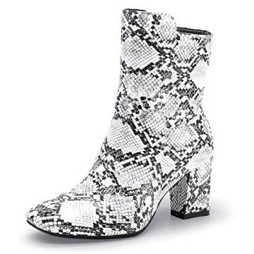 IDIFU Women's Ada Fashion Square Toe Ankle Boots Low Block Heel Short Boots Side Zipper Booties Shoe...