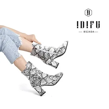 IDIFU Women's Stylish Square Toe Ankle Boots for Comfort