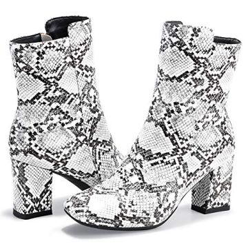 IDIFU Women's Stylish Square Toe Ankle Boots for Comfort