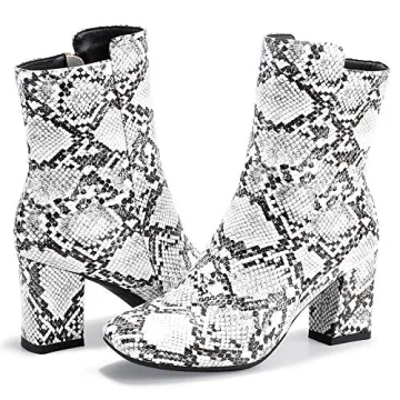 IDIFU Women's Stylish Square Toe Ankle Boots for Comfort