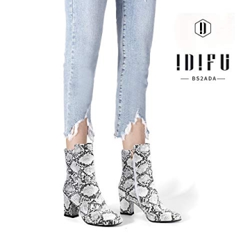 IDIFU Women's Stylish Square Toe Ankle Boots for Comfort