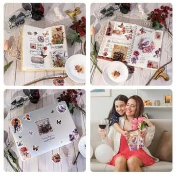 Dizdkizd 177 Pre-Cut Flower and Bird Scrapbook Sticker Book for Adults and Teens, Nature Themed Vintage Aesthetic Sticker Set, Journaling Supplies, Ephemera for Junk Journals