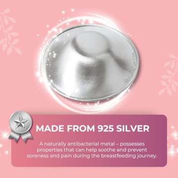 SILVERETTE The Original Silver Nursing Cups, Nipple Covers for Breastfeeding, XL