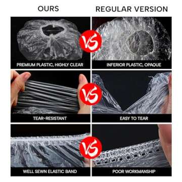 50PS Disposable Shower Caps, Plastic Clear Shower Caps, lengthening and thickening Hair Caps for Hair dyeing assistance, Hotel and Hair Salon, Home Use, Portable Travel (Size 20.5"/52cm）