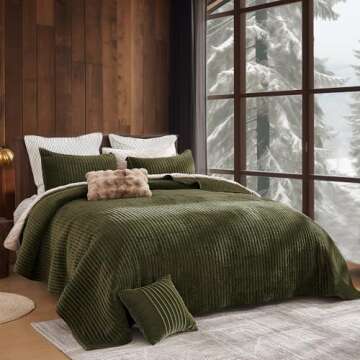 SHALALA Velvet Quilt Queen Size,Striped Bedding Set,Lightweight Velvet Comforter,Luxurious Cozy Sued...