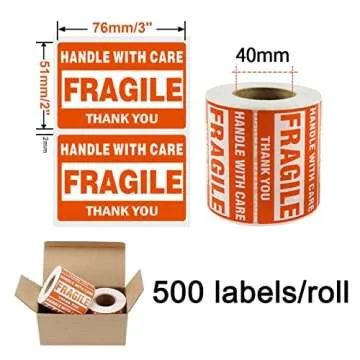 SJPACK 500 Fragile Stickers - Perfect for Shipping Needs