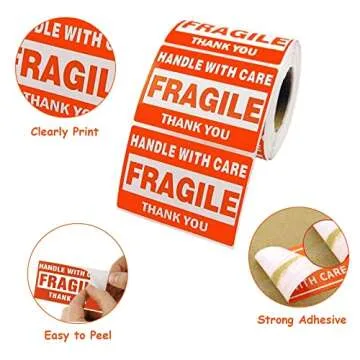 SJPACK 500 Fragile Stickers - Perfect for Shipping Needs