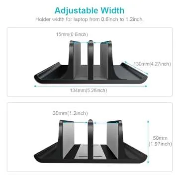 Vaydeer Double Adjustable Vertical Laptop Stand Newly Designed 2 Slots Aluminum Desktop Dual Holder for All MacBook/Chromebook/Surface/Dell/iPad Up to 17.3 Inches - Black