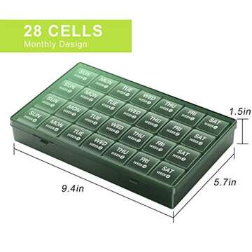 TookMag Monthly Pill Organizer 28 Day Pill Box, Travel Medicine Pill Organizer, Large 4 Weeks 1 Month Pill Cases with Dust-Proof Container for Pills/Vitamin/Fish Oil/Supplements