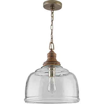 Capital Lighting 330318GY Julian Coastal Style Pendant Light with Wood Finial