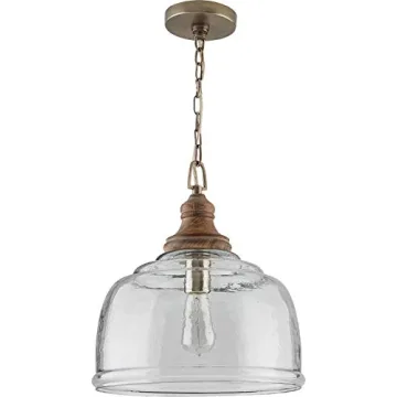 Capital Lighting 330318GY Julian Coastal Style Pendant Light with Wood Finial