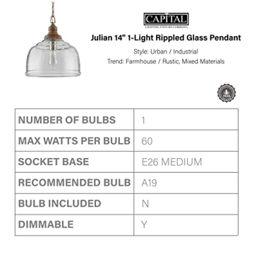 Julian Coastal Style Glass Pendant Light for Modern Homes