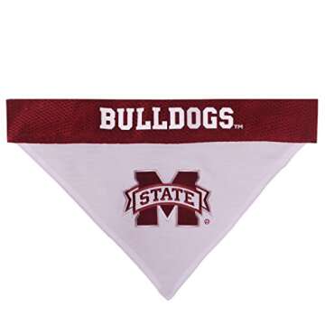 Pets First Collegiate Pet Accessories, Reversible Bandana, Mississippi State Bulldogs, Small/Medium