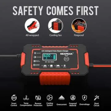NEXPEAK NC101 Car Battery Charger, Smart Battery Trickle Charger 12V 6A Automotive Battery Maintainer Desulfator with Temp Compensation for Car Truck Motorcycle Lawn Mower Marine Lead Acid Batteries