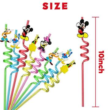 25pcs Mouse Straws Mouse Party Supplies Favors With 2pcs Cleaning Brush Plastic Reusable Straws Birt...