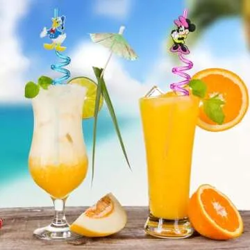 25pcs Mouse Straws Mouse Party Supplies Favors With 2pcs Cleaning Brush Plastic Reusable Straws Birthday Party Supplies Toys For Boys Girls Kids