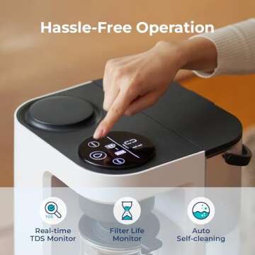 Bluevua RO100ROPOT-Lite(UV) Reverse Osmosis System Countertop Water Filter, 7-Stage Purification with UV and Remineralization, TDS & Filter Life Monitoring, Portable Water Purifier, White