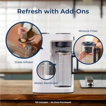 Bluevua RO100ROPOT-Lite(UV) Reverse Osmosis System Countertop Water Filter, 7-Stage Purification with UV and Remineralization, TDS & Filter Life Monitoring, Portable Water Purifier, White