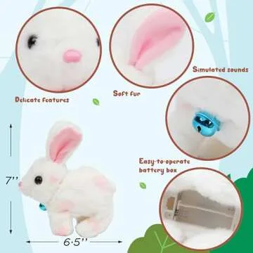 Easfan Walking Bunny Stuffed Animal Interactive Jumping Spotted Rabbit Talking Hopping Ears Nose Moving Educational Plush Toy Easter Birthday Gifts for Kids Girls, 7''…