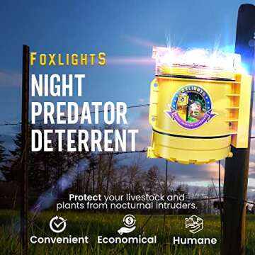 Fox Lights Night Predator Deterrent Control Light w/Flashing LEDs - Animal Repellent Repeller Device...