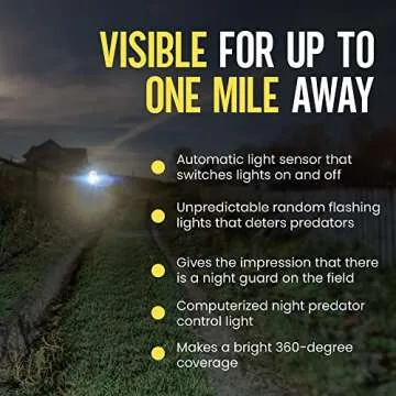 Fox Lights Night Predator Deterrent Control Light w/Flashing LEDs - Animal Repellent Repeller Device Protection Guard for Flocks, Garden, Crops & Chicken Coop Used by Professional Ranchers/Farmers