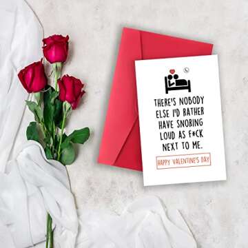 Humorous Valentine's Day Card for Snoring Husband, Happy Vday Gifts Cards for Husband Wife Women Men, Snoring Loud Next To me Bday Card