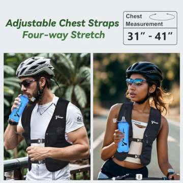 Running Vest for Women & Men, Adjustable Elasticated Sternum Straps Vest with 500ml Soft Flask, Fast...