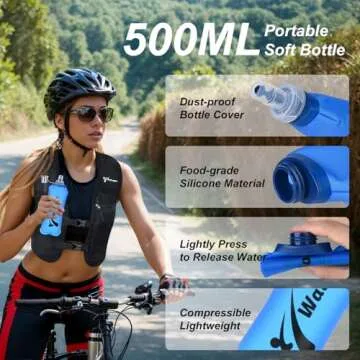 Running Vest for Women & Men, Adjustable Elasticated Sternum Straps Vest with 500ml Soft Flask, Fast and Free Reflective Running Vest, Designed for Running Marathon Trail Race Jogging Cycling