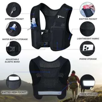 Running Vest for Women & Men, Adjustable Elasticated Sternum Straps Vest with 500ml Soft Flask, Fast and Free Reflective Running Vest, Designed for Running Marathon Trail Race Jogging Cycling