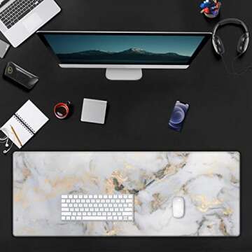 Dooke Desk Pad Protector,Large Gaming Mouse Pad,Office Desk Mat,Non-Slip Rubber Base Desk Blotter,Laptop Desk Pad,Waterproof Writing Pad for Office and Home,31.2" x 11.8",Abstract Marbling