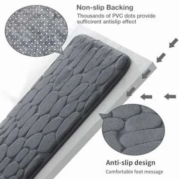 YIHOUSE Memory Foam Bath Mat Cobblestone Bathroom Rugs Super Water Absorbent Machine Washable Bath Rugs(17x24,Dark Gray)
