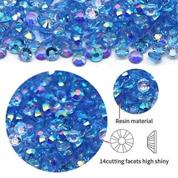 2250 Pcs SS16 4mm AB Flatback Rhinestones for Nails Art Crafts Transparent Glitter Round Gems Crysta...
