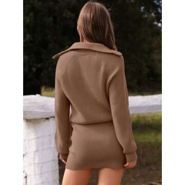 Stylish Long Sleeve Half Zip Sweater Dress for Women - Slim Fit