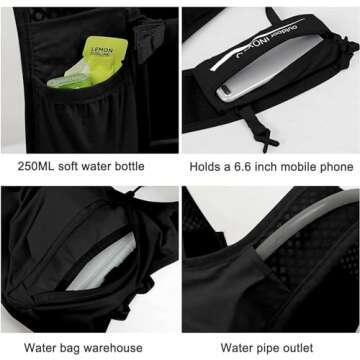INOXTO Running Hydration Vest Backpack,Lightweight Insulated Pack with 1.5L Water Bladder Bag Daypack for Hiking Trail Running Cycling Race Marathon for Women Men (Black Blue)