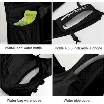 INOXTO Running Hydration Vest Backpack,Lightweight Insulated Pack with 1.5L Water Bladder Bag Daypack for Hiking Trail Running Cycling Race Marathon for Women Men (Black Blue)