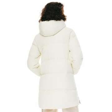 Orolay Women's Stylish Down Hooded Jacket with Two-Way Zipper Winter Down Coat Puffer Jacket White M