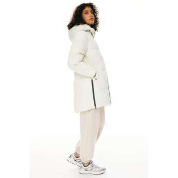 Orolay Women's Stylish Down Hooded Jacket with Two-Way Zipper Winter Down Coat Puffer Jacket White M