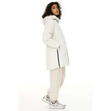 Orolay Women's Stylish Down Hooded Jacket with Two-Way Zipper Winter Down Coat Puffer Jacket White M