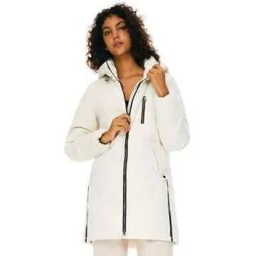 Orolay Women's Stylish Down Hooded Jacket with Two-Way Zipper Winter Down Coat Puffer Jacket White M