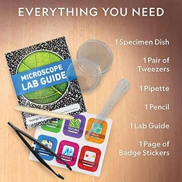 NATIONAL GEOGRAPHIC Microscope for Kids - STEM Kit with an Easy-to-Use Kids Microscope, Up to 400x Zoom, Blank and Prepared Slides, Rock and Mineral Specimens, and More, Great Science Project Set