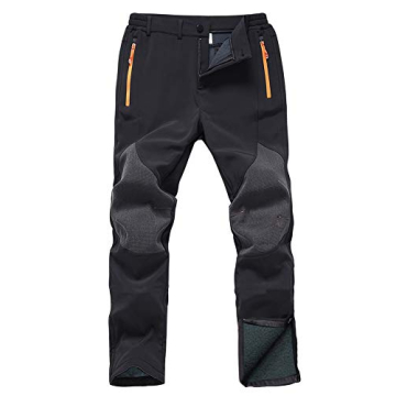 Gash Hao Mens Snow Ski Waterproof Softshell Snowboard Pants Outdoor Hiking Fleece Lined Zipper Botto...