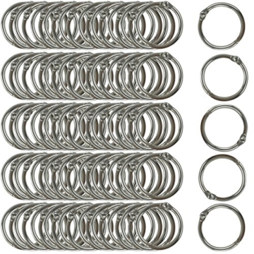 Clipco 100-Pack Nickel Plated Metal Book Rings 1-Inch