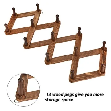 Homode Vintage Wood Expandable Peg Rack for Organizing