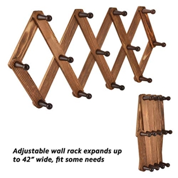 Homode Vintage Wood Expandable Peg Rack for Organizing