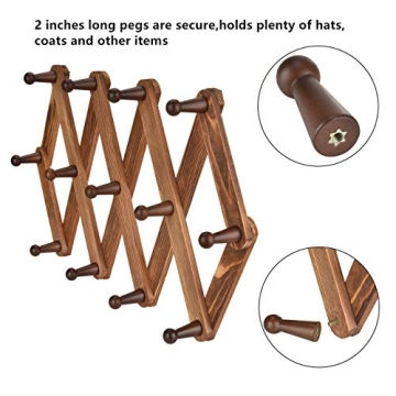 Homode Vintage Wood Expandable Peg Rack for Organizing