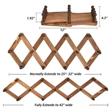 Homode Vintage Wood Expandable Peg Rack for Organizing