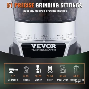 VEVOR Conical Burr Grinder with 51 Grind Settings