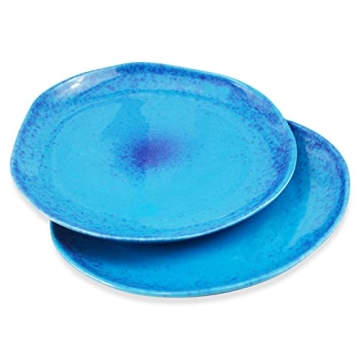 Handmade Blue Speckled Dinner Plates Set of 2 for Ideal Dining