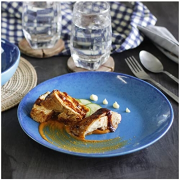 Handmade Blue Speckled Dinner Plates Set of 2 for Ideal Dining